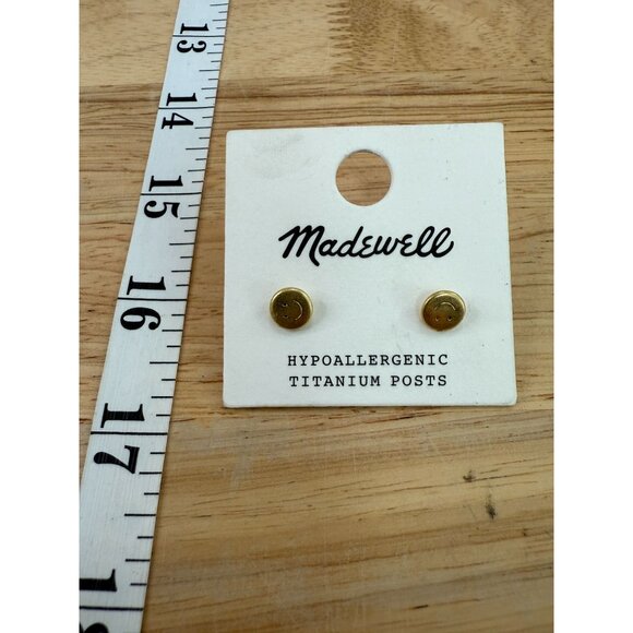 Madewell Hypoallergenic Titanium Posts Recycled Metals Smiley Face Stud Earrings - Picture 3 of 7